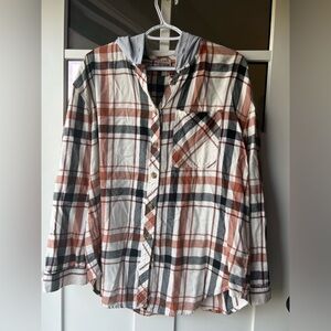 Como Vintage Multicolor Plaid Shirt with Hood